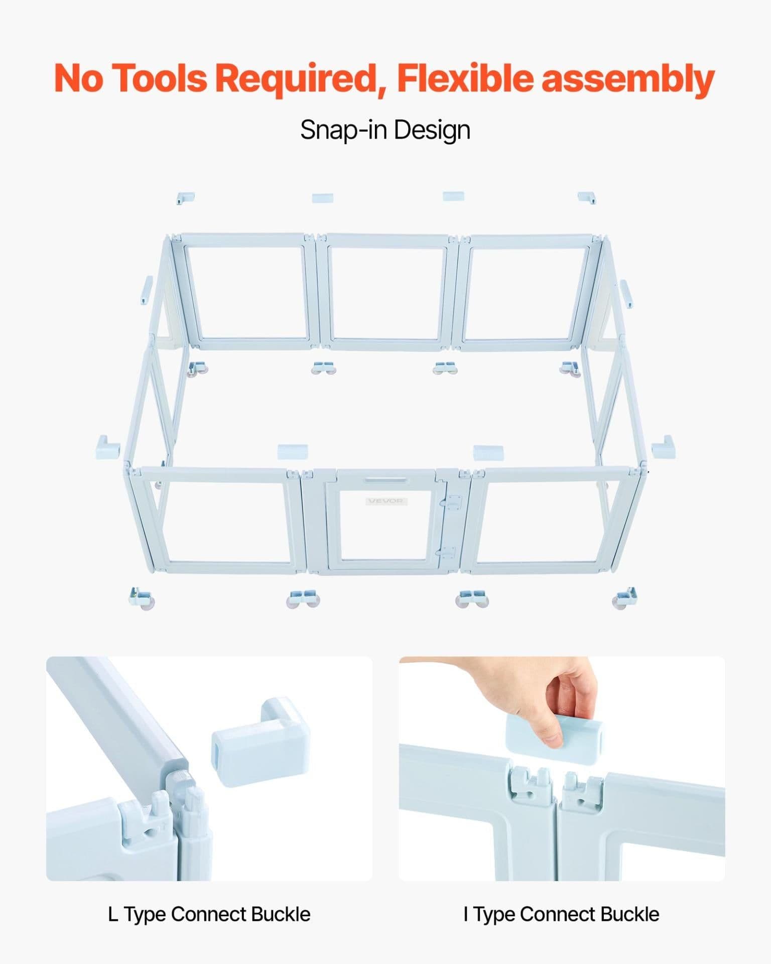 image-VEVOR Dog Whelping Box, 76x49x30 in Plastic Dog Whelping Pen for Large Sized Dogs, Waterproof Puppy Playpen with Transparent Windows & Door Lock, Easy to Clean, Durable Indoor Pet Dogs Cats Birth Kit