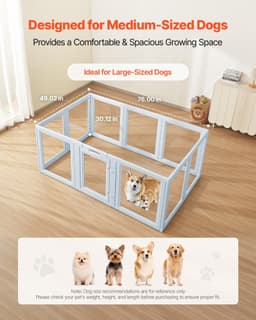 image-VEVOR Dog Whelping Box, 76x49x30 in Plastic Dog Whelping Pen for Large Sized Dogs, Waterproof Puppy Playpen with Transparent Windows & Door Lock, Easy to Clean, Durable Indoor Pet Dogs Cats Birth Kit