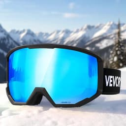 image-VEVOR Ski Goggles, Cylindrical Lens with Ice Blue Revo Coating, OTG Anti fog Snow Goggles for Men Women Youth, TPU Frame & Ventilation Structure, Suitable for Skiing, Skating, Snowboarding, Cycling