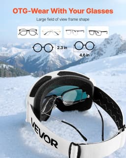 image-VEVOR Ski Goggles, Cylindrical Lens with Pink Revo Coating, OTG Anti fog Snow Goggles for Men Women Youth, TPU Frame & Ventilation Structure, Suitable for Skiing, Skating, Snowboarding, Cycling