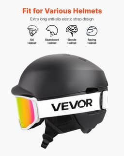 image-VEVOR Ski Goggles, Cylindrical Lens with Pink Revo Coating, OTG Anti fog Snow Goggles for Men Women Youth, TPU Frame & Ventilation Structure, Suitable for Skiing, Skating, Snowboarding, Cycling
