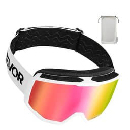 image-VEVOR Ski Goggles, Cylindrical Lens with Pink Revo Coating, OTG Anti fog Snow Goggles for Men Women Youth, TPU Frame & Ventilation Structure, Suitable for Skiing, Skating, Snowboarding, Cycling