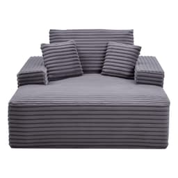 image-VEVOR Chaise Lounge Chair, 48 in Boneless Chaise Lounge Indoor, Modern Upholstered Oversized Reading Chair with Throw Pillows & Armrests, Sofa Couch Deep Seat Sleeper for Living Room, Bedroom, Balcony