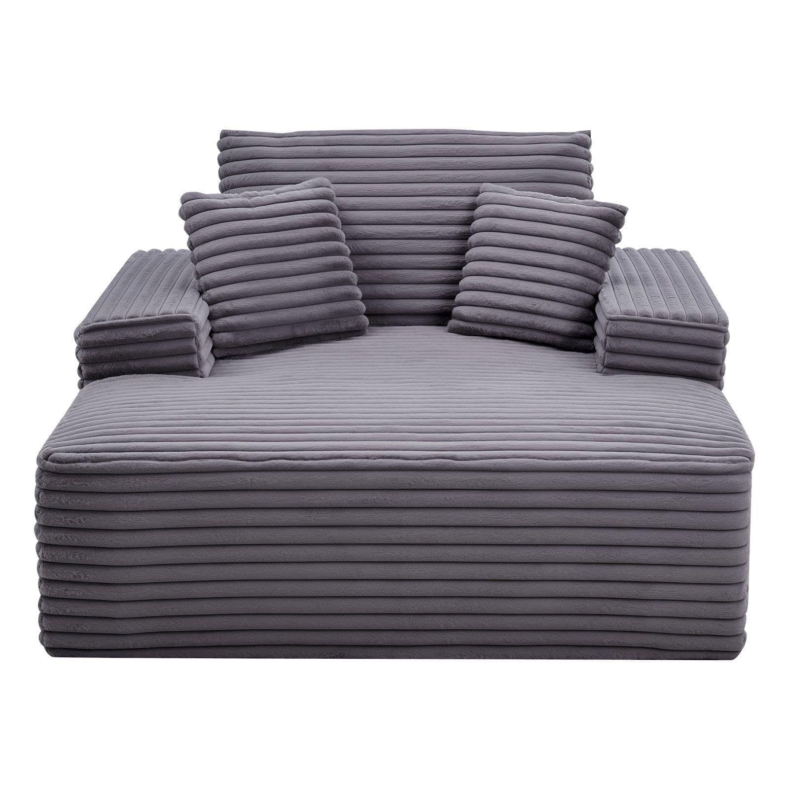image-VEVOR Chaise Lounge Chair, 48 in Boneless Chaise Lounge Indoor, Modern Upholstered Oversized Reading Chair with Throw Pillows & Armrests, Sofa Couch Deep Seat Sleeper for Living Room, Bedroom, Balcony