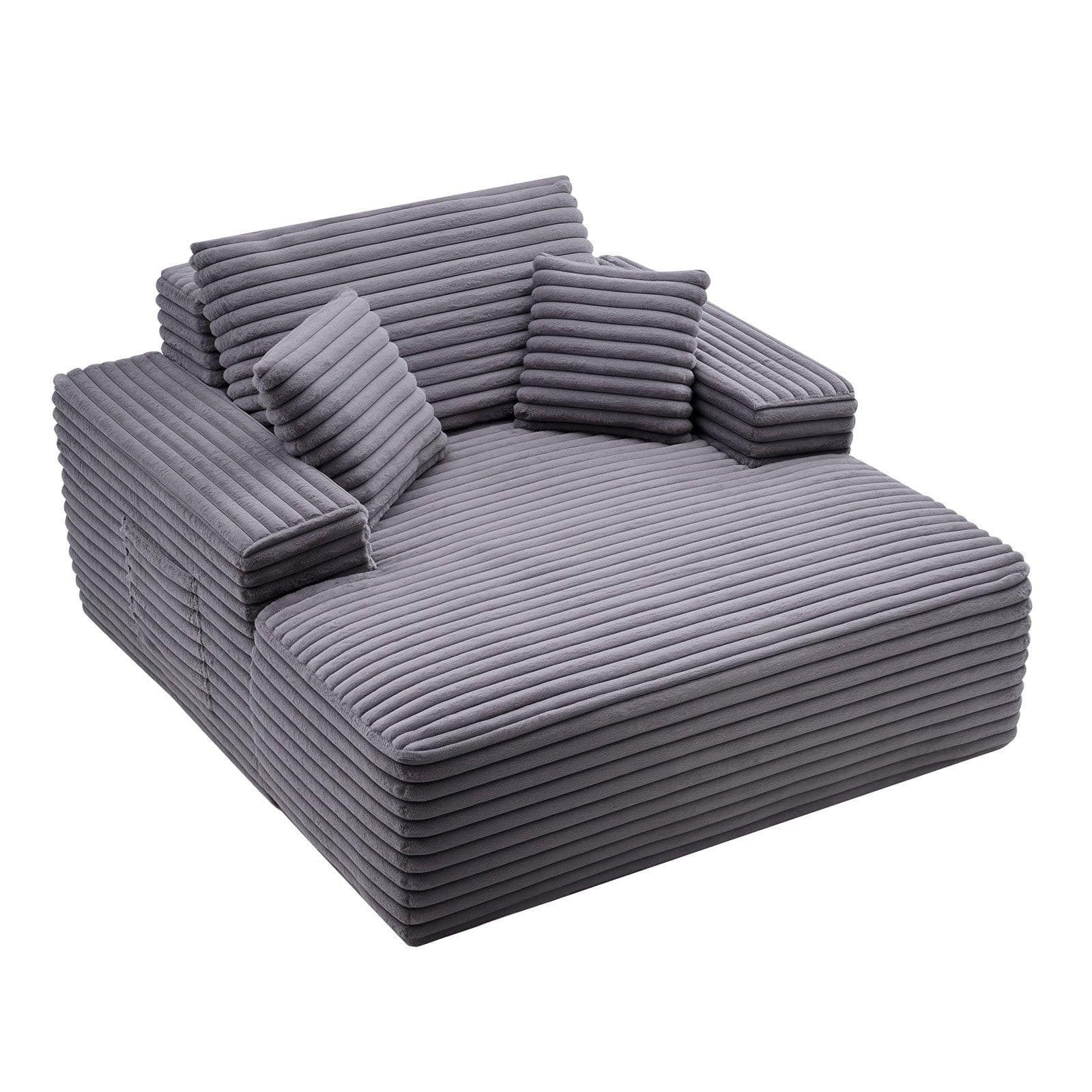 image-VEVOR Chaise Lounge Chair, 48 in Boneless Chaise Lounge Indoor, Modern Upholstered Oversized Reading Chair with Throw Pillows & Armrests, Sofa Couch Deep Seat Sleeper for Living Room, Bedroom, Balcony