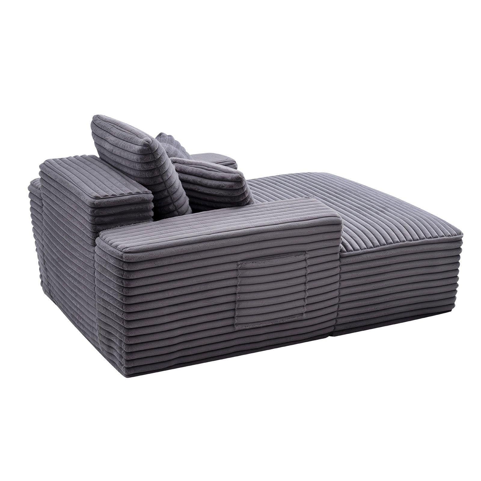 image-VEVOR Chaise Lounge Chair, 48 in Boneless Chaise Lounge Indoor, Modern Upholstered Oversized Reading Chair with Throw Pillows & Armrests, Sofa Couch Deep Seat Sleeper for Living Room, Bedroom, Balcony