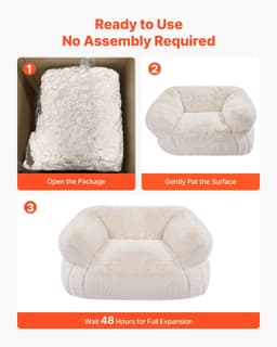 image-VEVOR Bean Bag Chair, BeanBag Sofa Chair with Armrests for Adults, Fluffy Plush & High-Density Foam Filling Adult Bean Bag with Zapper, Comfy Lazy Sofa Chair Ideal for Living Room, Bedroom, Beige