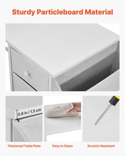 image-VEVOR Computer Desk with Fabric Drawers, 47 Inch Reversible Study Work Writing Desk for Modern Home Office Bedroom, Simple Modern Cute PC Table Metal Frame Business Furniture, White