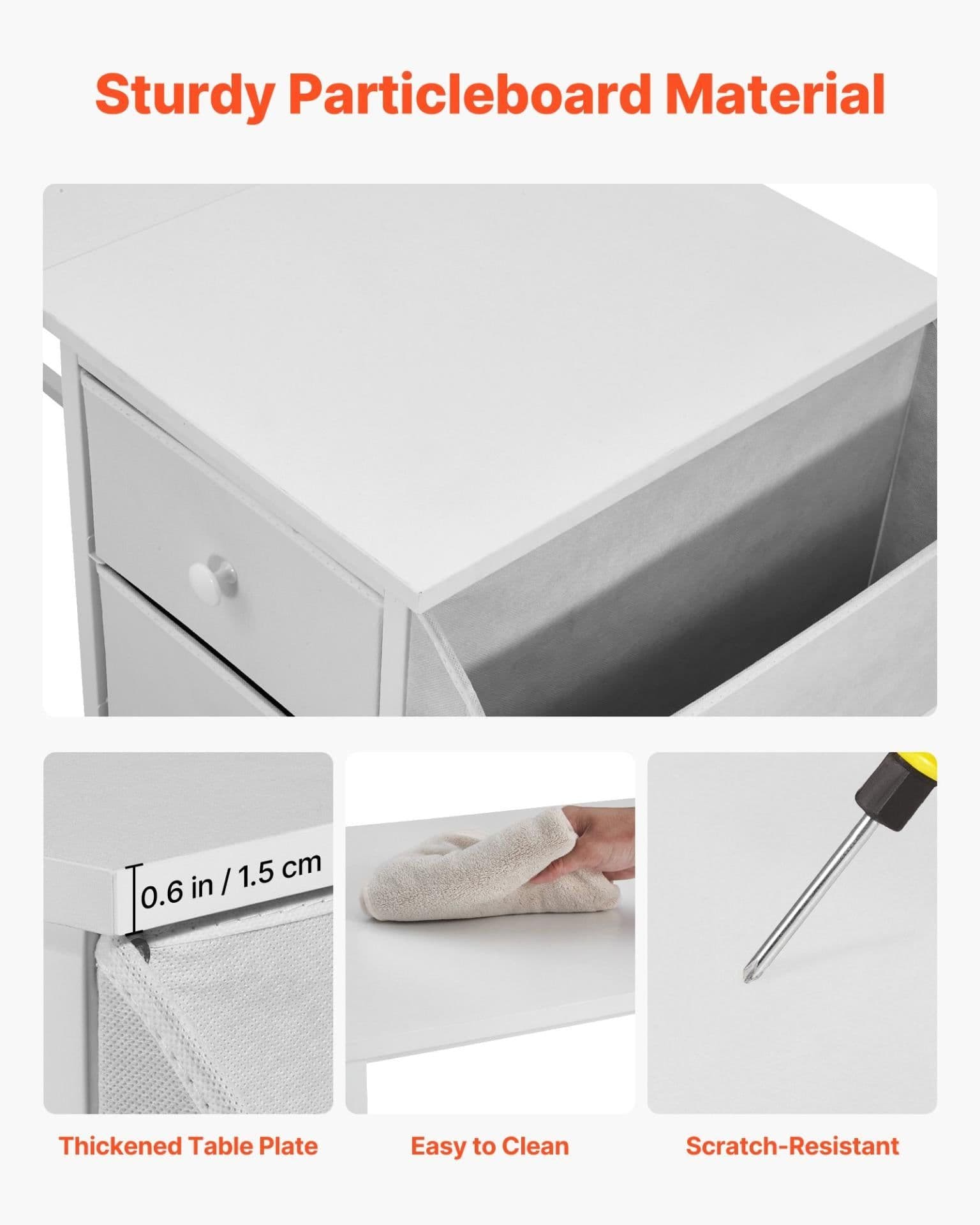 image-VEVOR Computer Desk with Fabric Drawers, 47 Inch Reversible Study Work Writing Desk for Modern Home Office Bedroom, Simple Modern Cute PC Table Metal Frame Business Furniture, White