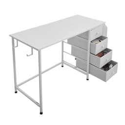 image-VEVOR Computer Desk with Fabric Drawers, 47 Inch Reversible Study Work Writing Desk for Modern Home Office Bedroom, Simple Modern Cute PC Table Metal Frame Business Furniture, White