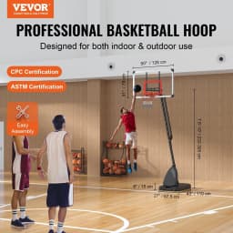 image-VEVOR Basketball Hoop, 7.6-10 ft Adjustable Height Portable Backboard System, 50 inch Basketball Hoop & Goal, Kids & Adults Basketball Set with Wheels, Stand, and Fillable Base, for Outdoor/Indoor