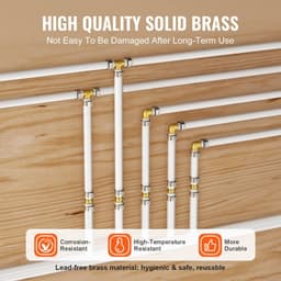 image-VEVOR Pipe Fittings, 1/2" 50PCS Brass Pipe Fittings, Clamp-style Tee Pipe Connector Brass Air Fittings, Heavy Duty Plumbing Fittings Tube Adapter for Heating/Shower Systems,Outdoor Water Pipes