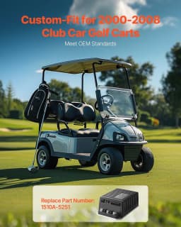 image-VEVOR Golf Cart Speed Controller, 48V & 250A, DC Motor Controller Replacement for 2000-2008 Club Car Golf Carts, IP65 Rated Protection, Aluminum Alloy & ABS Housing, Compatible with 1510A-5251 Models