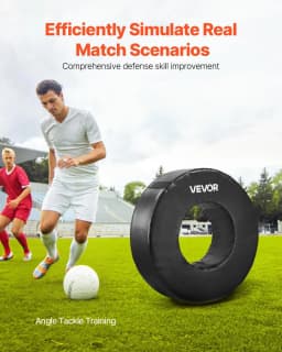 image-VEVOR Football Tackle Wheel, Football Tackling Dummy, Waterproof PVC and High-Density Sponge Tackle Ring, Dummies Training Equipment with Straps, for Blocking, Hitting Drills and Practice, Black, 1PCS