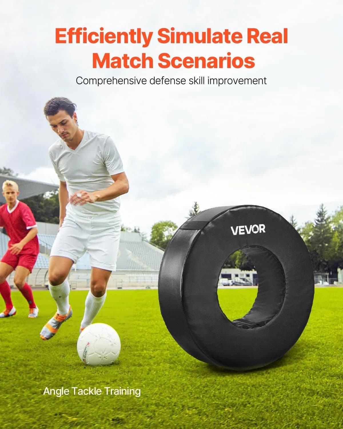 image-VEVOR Football Tackle Wheel, Football Tackling Dummy, Waterproof PVC and High-Density Sponge Tackle Ring, Dummies Training Equipment with Straps, for Blocking, Hitting Drills and Practice, Black, 1PCS