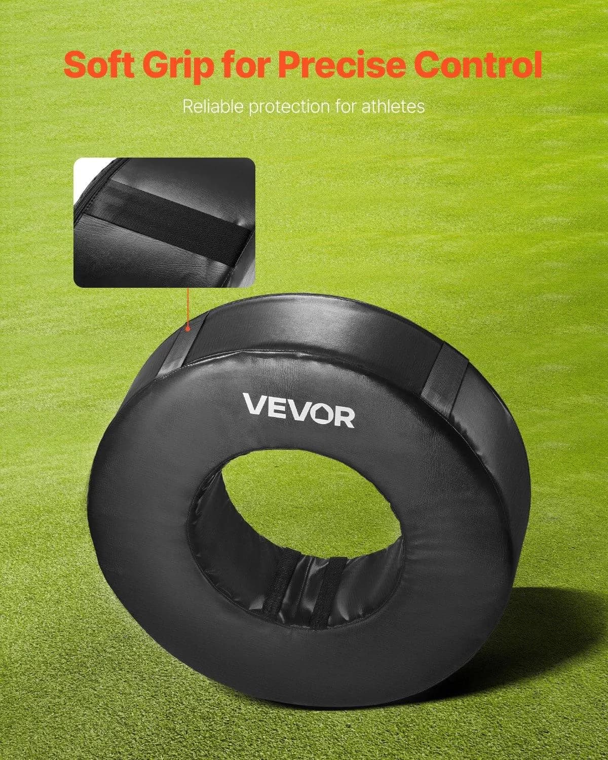 image-VEVOR Football Tackle Wheel, Football Tackling Dummy, Waterproof PVC and High-Density Sponge Tackle Ring, Dummies Training Equipment with Straps, for Blocking, Hitting Drills and Practice, Black, 1PCS