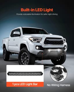 image-VEVOR Front Bumper Compatible with 2016-2023 Toyota Tacoma (Excluding Tacoma TRD/Tacoma TRD Sport), Pickup Truck Bumper with LED Light Bar, Winch Plate & D-Rings Mounts, Heavy-Duty Steel Front Bumper with E-Coating