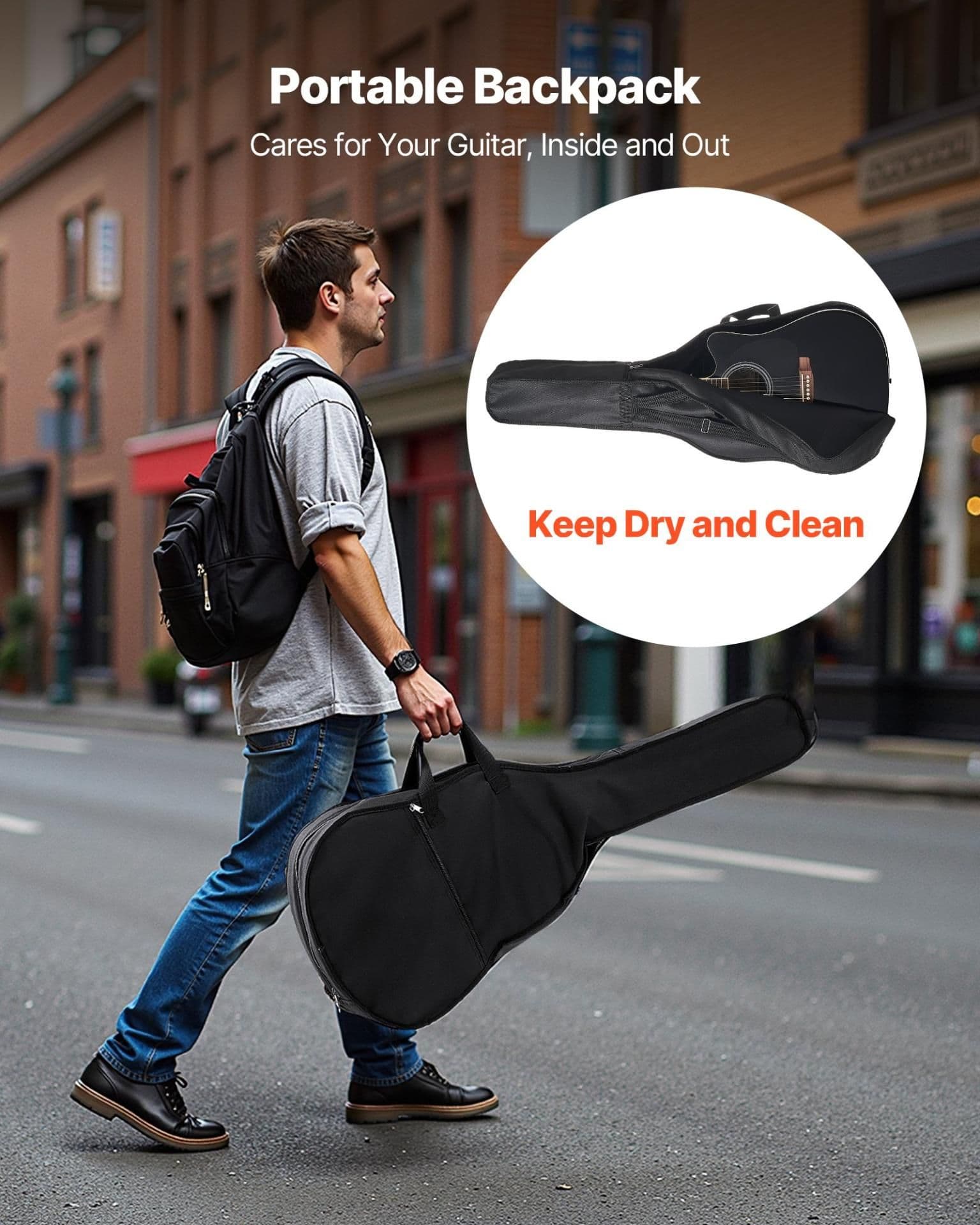 image-VEVOR Cutway Acoustic Guitar, 41 in, 6-String Black Solid Spruce Top Guitar, Beginner Bundle with Gig Bag, Tuner, Strap, Strings, Picks, Capo, Rosewood Fingerboard, for Adult Fingerstyle Solo Jazz