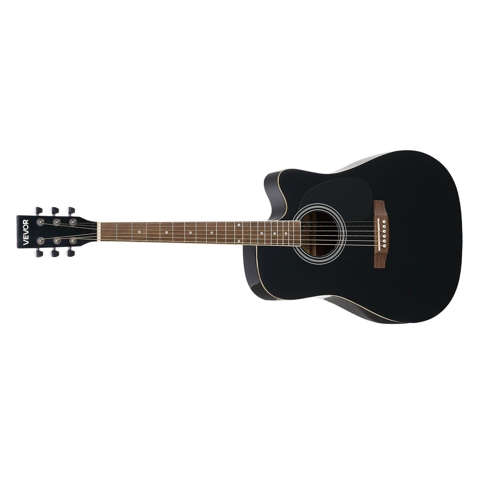 image-VEVOR Cutway Acoustic Guitar, 41 in, 6-String Black Solid Spruce Top Guitar, Beginner Bundle with Gig Bag, Tuner, Strap, Strings, Picks, Capo, Rosewood Fingerboard, for Adult Fingerstyle Solo Jazz