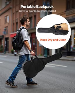 image-VEVOR Cutway Acoustic Guitar, 41 in, 6-String, Natural Solid Spruce Top Guitar, Beginner Bundle with Gig Bag, Tuner, Strap, Steel Strings, Picks, Capo, Rosewood Fingerboard, for Fingerstyle Solo Jazz