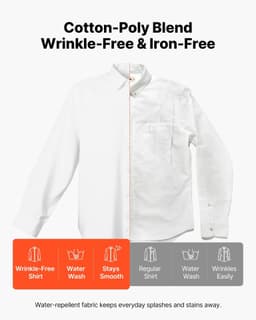 image-VEVOR Men's Button Up Shirt, Mens Long Sleeve Wrinkle-free Button Down Dress Shirts, Slim Fit Soft Stretch Fabric for Business Casual or Formal, Work, Wedding, Dinner, White
