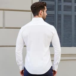 image-VEVOR Men's Button Up Shirt, Mens Long Sleeve Wrinkle-free Button Down Dress Shirts, Slim Fit Soft Stretch Fabric for Business Casual or Formal, Work, Wedding, Dinner, White