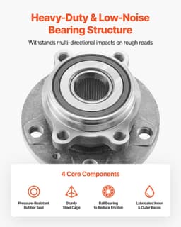 image-VEVOR 2PCS Front Wheel Bearing & Hub Assembly Fit for 2018 Audi Q3 Komfort Premium Plus Sport Utility 4-Door Volkswagen Beetle Coast Convertible 2-Door 2.0L OEM 513253, Wheel Bearing Hub Assembly Set