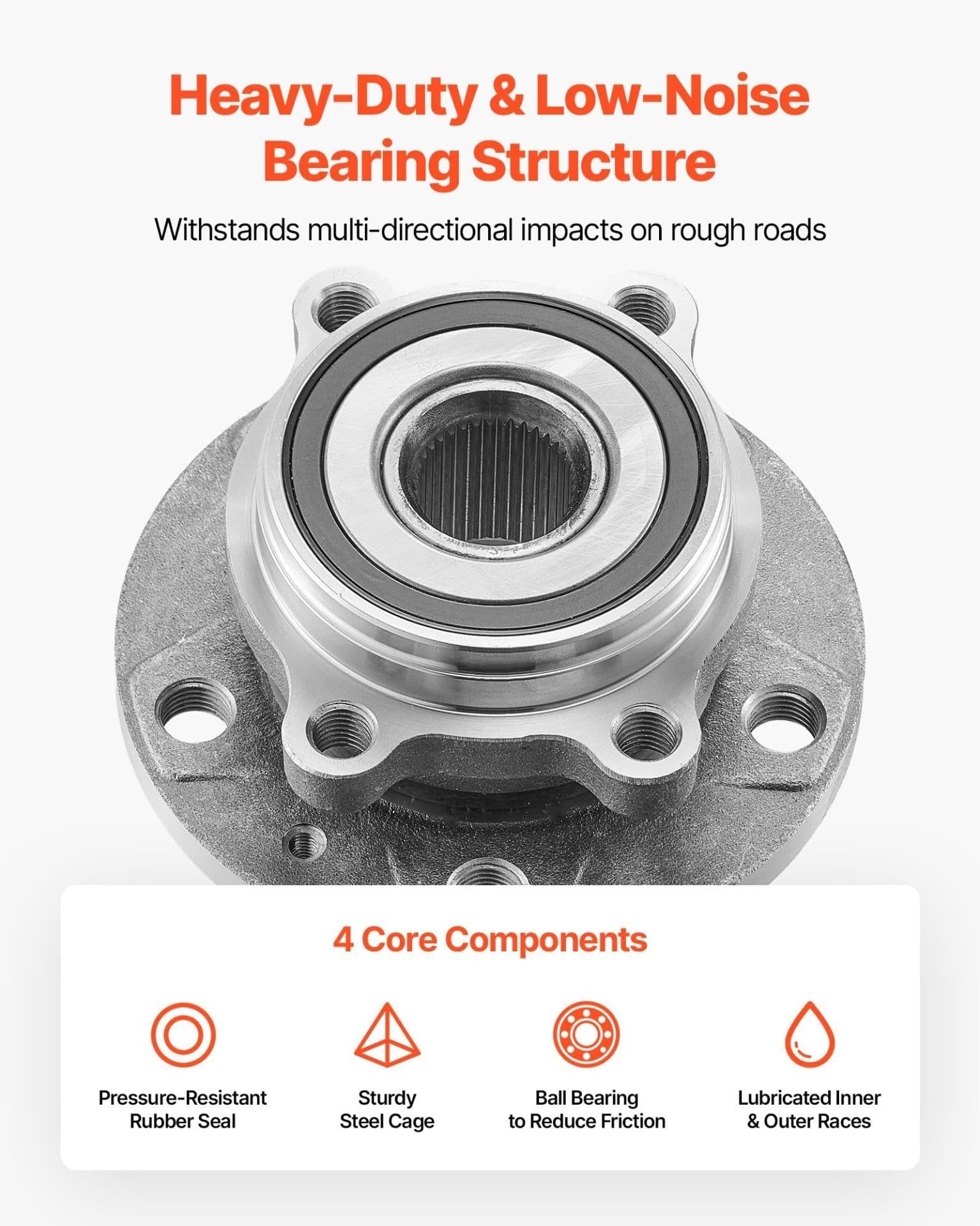 image-VEVOR 2PCS Front Wheel Bearing & Hub Assembly Fit for 2018 Audi Q3 Komfort Premium Plus Sport Utility 4-Door Volkswagen Beetle Coast Convertible 2-Door 2.0L OEM 513253, Wheel Bearing Hub Assembly Set