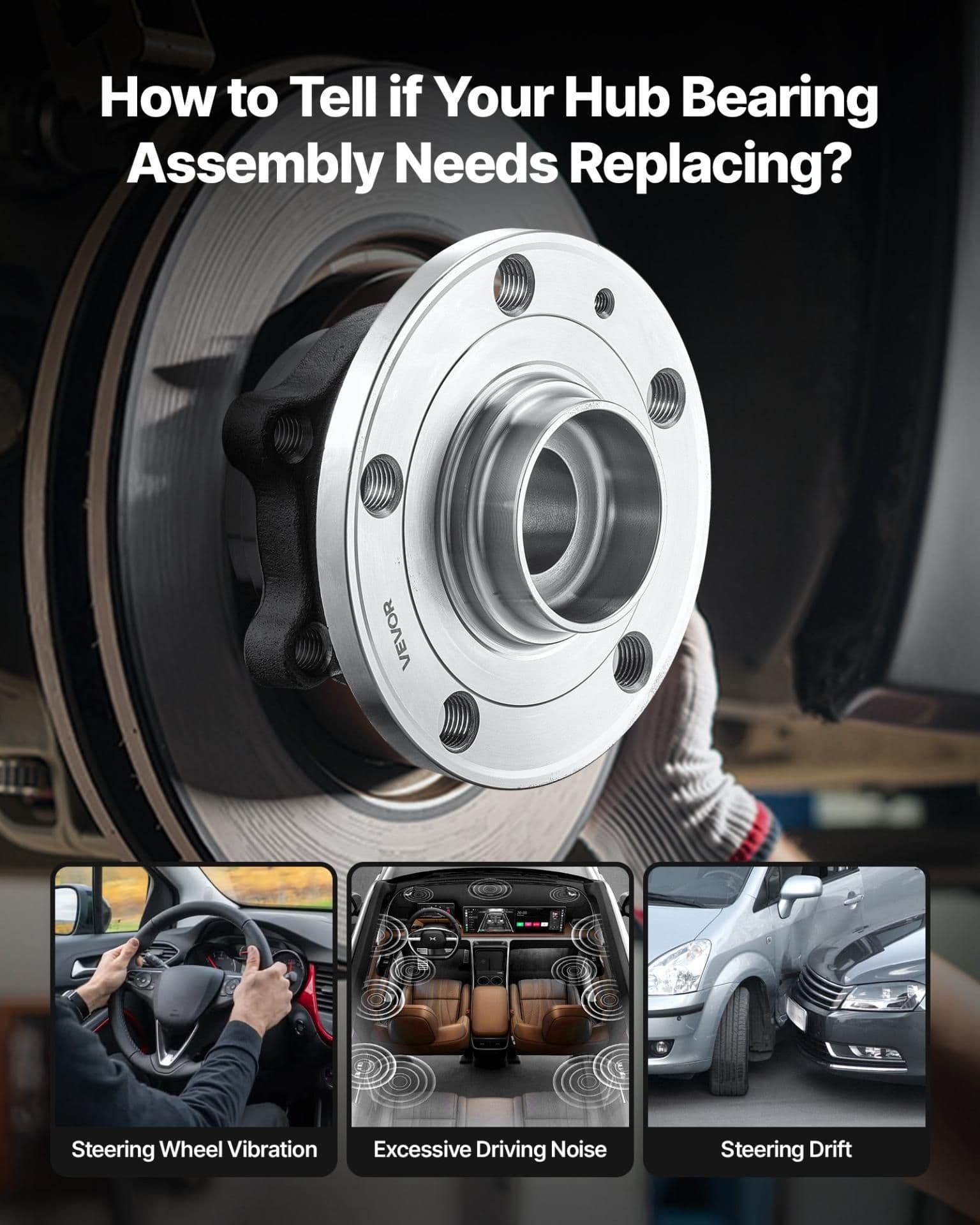 image-VEVOR 2PCS Front Wheel Bearing & Hub Assembly Fit for 2018 Audi Q3 Komfort Premium Plus Sport Utility 4-Door Volkswagen Beetle Coast Convertible 2-Door 2.0L OEM 513253, Wheel Bearing Hub Assembly Set