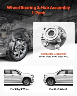 image-VEVOR 2PCS Front Wheel Bearing & Hub Assembly Fit for 2014-2015 Nissan Rogue Select S Sport Utility 2013 Advance 2012 Sentra SE-R Spec V Sedan 4-Door 2.5L OEM 513298, Wheel Bearing Hub Assembly Set