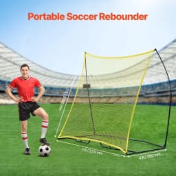 image-VEVOR Soccer Rebounder, Portable Soccer Trainer, 7x7FT Iron & Polyester Soccer Practice Equipment, Sports Football Rebounder Wall with Portable Bag, Perfect for Team Solo Training, Passing, Volley