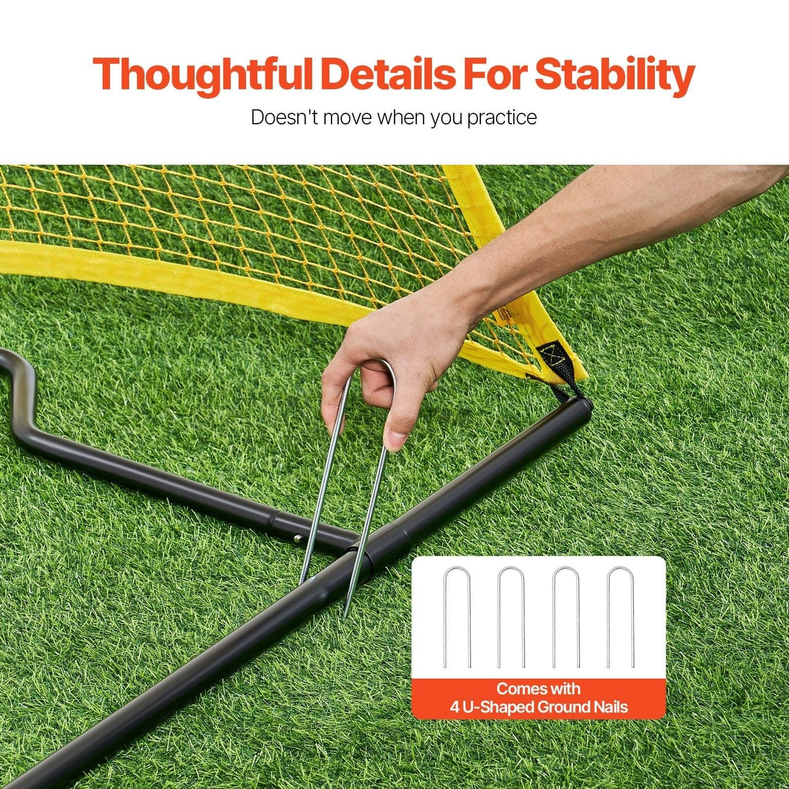 image-VEVOR Soccer Rebounder, Portable Soccer Trainer, 7x7FT Iron & Polyester Soccer Practice Equipment, Sports Football Rebounder Wall with Portable Bag, Perfect for Team Solo Training, Passing, Volley