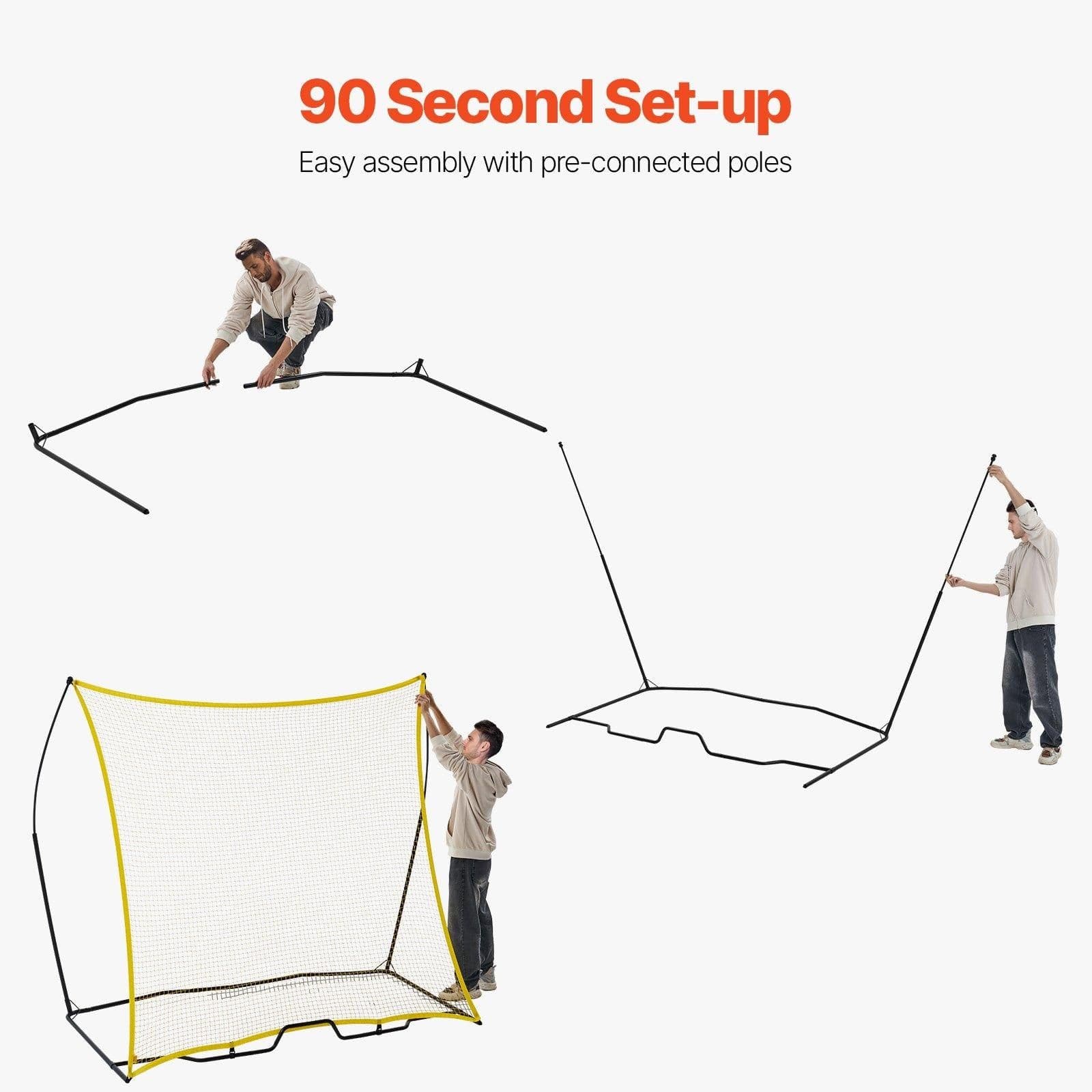 image-VEVOR Soccer Rebounder, Portable Soccer Trainer, 7x7FT Iron & Polyester Soccer Practice Equipment, Sports Football Rebounder Wall with Portable Bag, Perfect for Team Solo Training, Passing, Volley