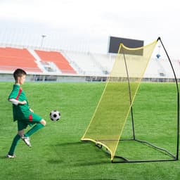 image-VEVOR Soccer Rebounder, Portable Soccer Trainer, 7x7FT Iron & Polyester Soccer Practice Equipment, Sports Football Rebounder Wall with Portable Bag, Perfect for Team Solo Training, Passing, Volley
