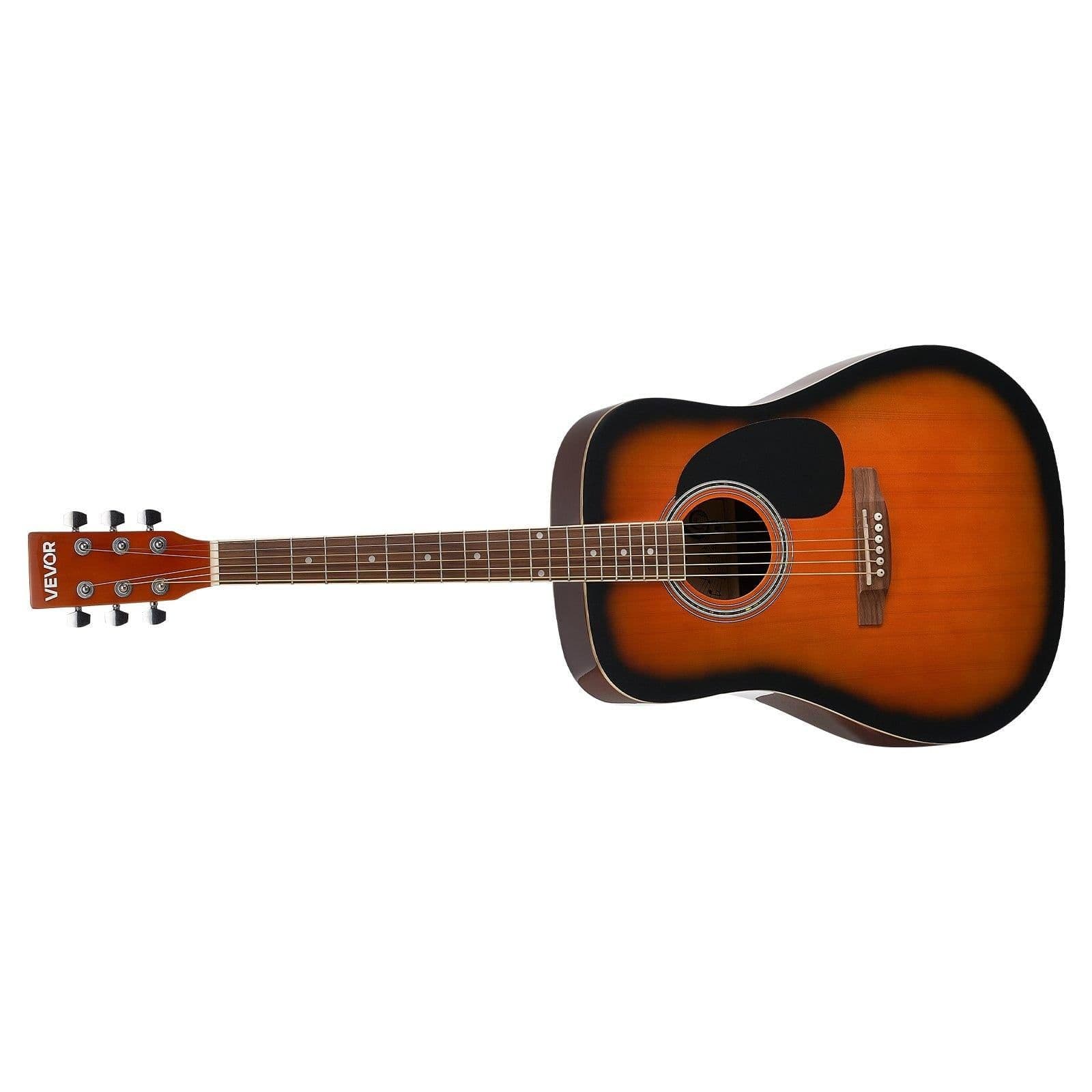 image-VEVOR Dreadnought Acoustic Guitar, 41 in, 6-String Sunburst Solid Spruce Top Guitar, Beginner Bundle with Gig Bag, Tuner, Strap, Strings, Picks, Capo, Rosewood Fingerboard, for Adult Taller Player