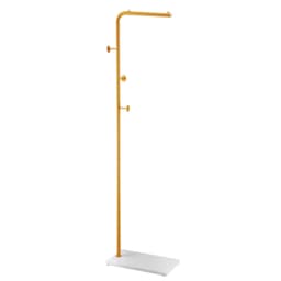 image-VEVOR Coat Rack, Freestanding Coats Rack Stand with Quartz Stone Base & 3 Round Hooks, Free Standing Hall Coat Tree for Entryway, Bedroom, Living Room, Stylish Clothes Hanger Stand for Coats, Hat, Bag