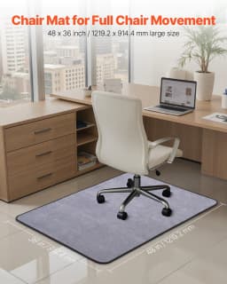 image-VEVOR Chair Mat, 36 x 48-inch Office Chair Mat for Hard Floors, Floor Protector for Rolling Chairs, Corduroy Surface, Non-Slip & Easy to Clean, Smooth Glide Under Desk Rug for Home Office (Grey)