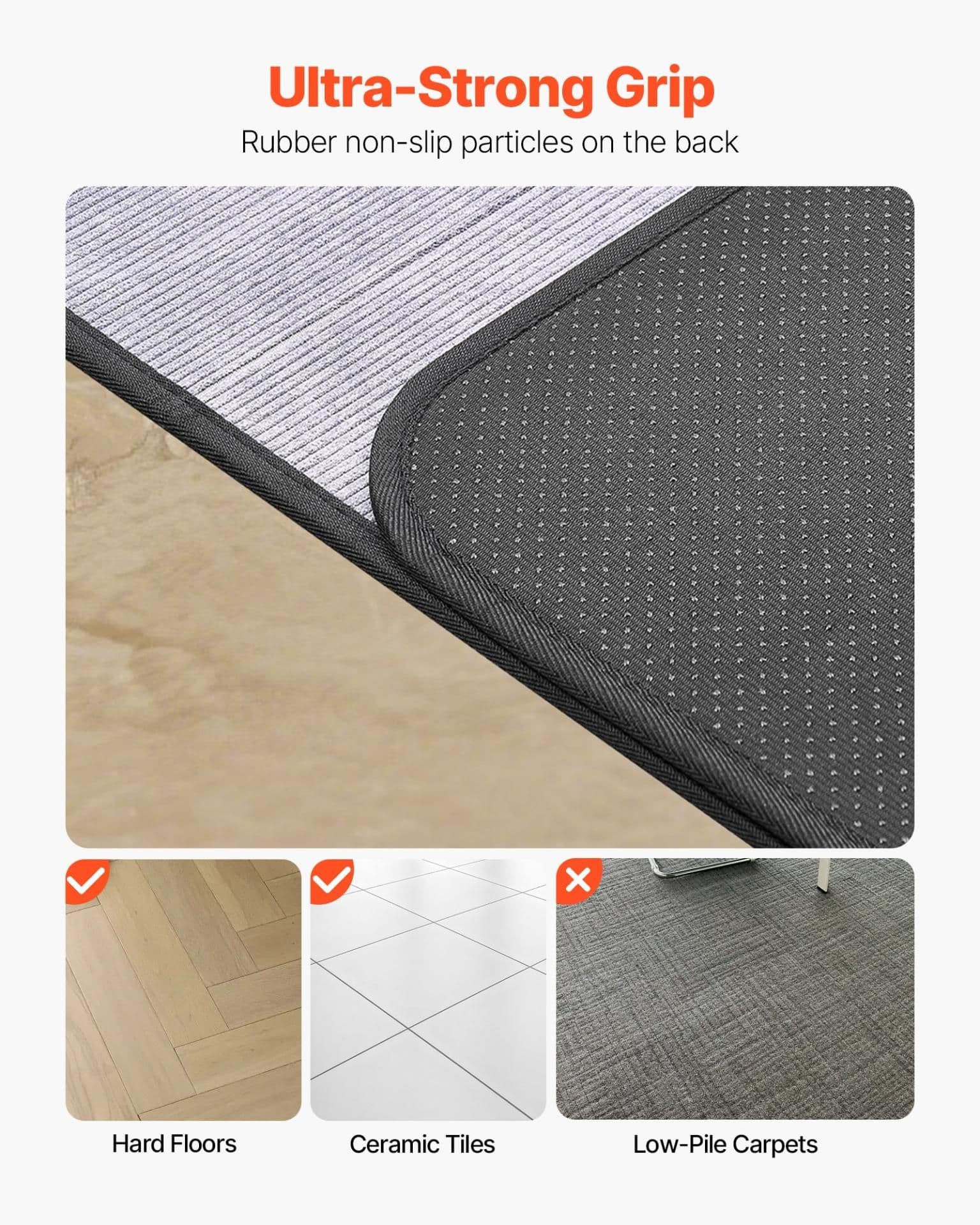 image-VEVOR Chair Mat, 36 x 48-inch Office Chair Mat for Hard Floors, Floor Protector for Rolling Chairs, Corduroy Surface, Non-Slip & Easy to Clean, Smooth Glide Under Desk Rug for Home Office (Grey)