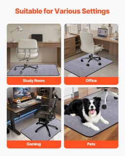 image-VEVOR Chair Mat, 36 x 48-inch Office Chair Mat for Hard Floors, Floor Protector for Rolling Chairs, Corduroy Surface, Non-Slip & Easy to Clean, Smooth Glide Under Desk Rug for Home Office (Grey)