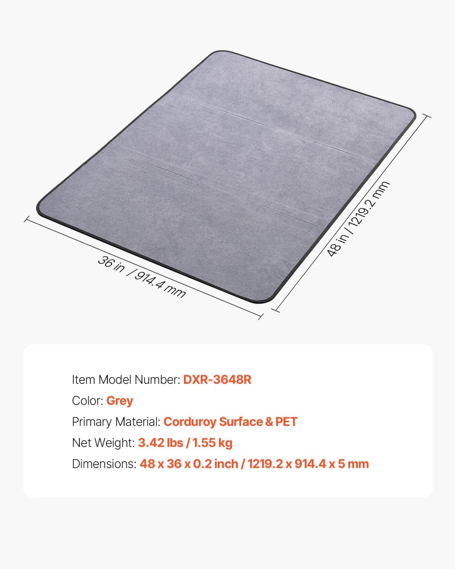 image-VEVOR Chair Mat, 36 x 48-inch Office Chair Mat for Hard Floors, Floor Protector for Rolling Chairs, Corduroy Surface, Non-Slip & Easy to Clean, Smooth Glide Under Desk Rug for Home Office (Grey)