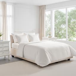 image-VEVOR Queen Duvet Cover Set, 100% Cotton, 3 Pieces Bedding Set Queen Size with 1 Duvet Cover 90 x 90 in and 2 Pillow Shams 20 x 26 in, Soft Breathable, Double Zipper Closure, for Home Bedding, White