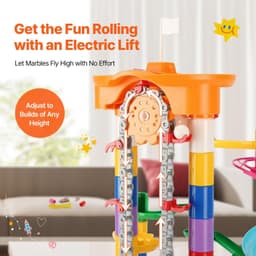 image-VEVOR Marble Run Set, 230 PCS with Motorized Elevator, with 15 Plastic Marbles, Marble Maze Building Block Brain Game, Educational Learning Race Track STEM Toys, for Kids, Boys, Girls Ages 3 + Years