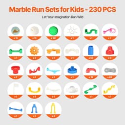 image-VEVOR Marble Run Set, 230 PCS with Motorized Elevator, with 15 Plastic Marbles, Marble Maze Building Block Brain Game, Educational Learning Race Track STEM Toys, for Kids, Boys, Girls Ages 3 + Years