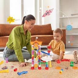 image-VEVOR Marble Run Set, 230 PCS with Motorized Elevator, with 15 Plastic Marbles, Marble Maze Building Block Brain Game, Educational Learning Race Track STEM Toys, for Kids, Boys, Girls Ages 3 + Years