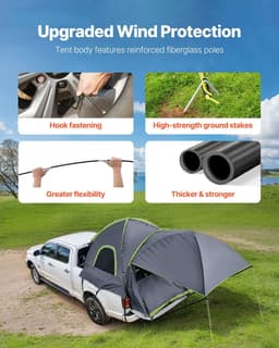 image-VEVOR Pickup Truck Tent, Fits 8.0-8.2 ft Truck Tents for Camping, Waterproof PU2000 2-3 Person Sleeping Truck Bed Tent, Sturdy Truck Bed Camper Shell with Expandable Awning, Rainfly, Storage Bag
