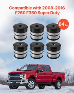 image-VEVOR Body Mount Bushing Kit, Compatible with 2008-2016 F250 F350 Super Duty, 64 PCS Silicone Body Mount Kit, Quick Replacement, Durable Components for Improving Bumpy Driving Performance, Gray