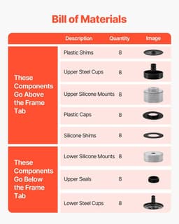 image-VEVOR Body Mount Bushing Kit, Compatible with 2008-2016 F250 F350 Super Duty, 64 PCS Silicone Body Mount Kit, Quick Replacement, Durable Components for Improving Bumpy Driving Performance, Gray