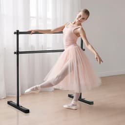 image-VEVOR Ballet Barre, 4 Ft Double Barre Bar for Home, Freestanding Portable Ballet Stretching Dance Bars, Height Adjustable Anti-Wobble Fitness Studio Equipment, for Pilates Balance Workout