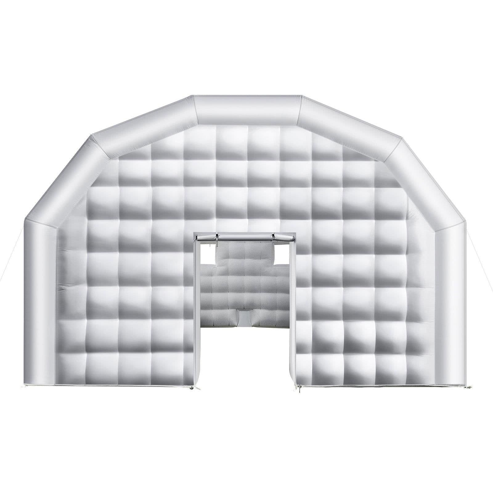 image-VEVOR Inflatable Nightclub, 26.2 x 19.7 x 13.1 ft Inflatable Party Tent with 1100W Blower & Sandbag, Blow up Night Club with 2 Windows, Air Cube House for Event Birthday Wedding Party, White