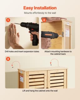 image-VEVOR Bathroom Wall Cabinet, 2 Doors and Adjustable Shelf, Over the Toilet Storage Medicine Cabinet Wall Mounted, Hanging Organizer with Shelves and Open Partition for Laundry Room Kitchen Restroom